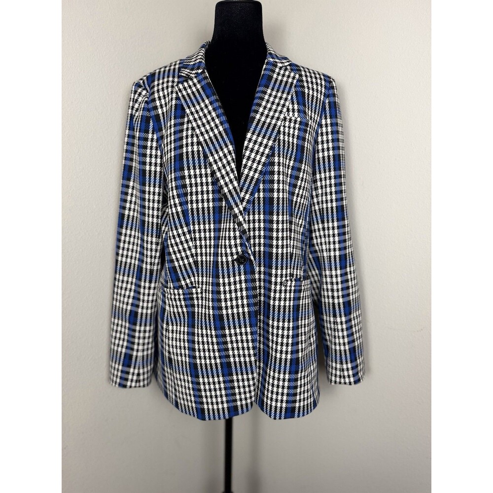 Banana Republic Long & Lean Blazer Women’s Size 14 Houndstooth Plaid Jacket